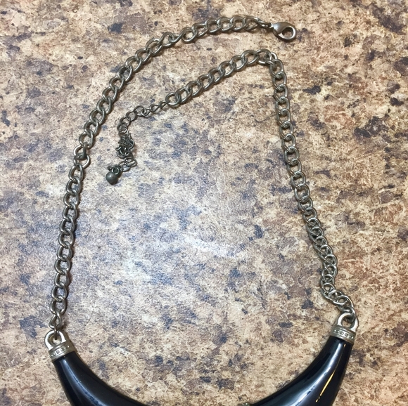 Turquoise stone tribal horn necklace boho - Picture 3 of 6